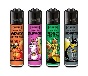 Clipper Classic Large Squirrels Feuerzeug mit frechem Eichhörnchen-Motiv Großhandel - Motive